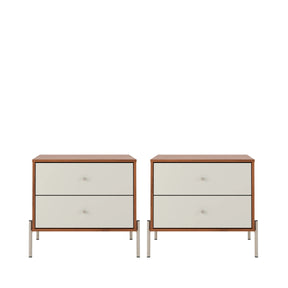 Conjunto 2 Mesas de Cabeceira 2 Gavetas Jasper 64 cm - Canella c/ Champanhe