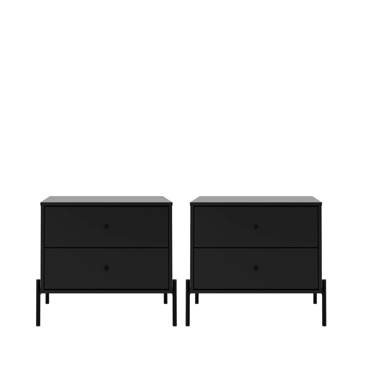 Conjunto 2 Mesas de Cabeceira 2 Gavetas Jasper 64 cm - Preto Fosco