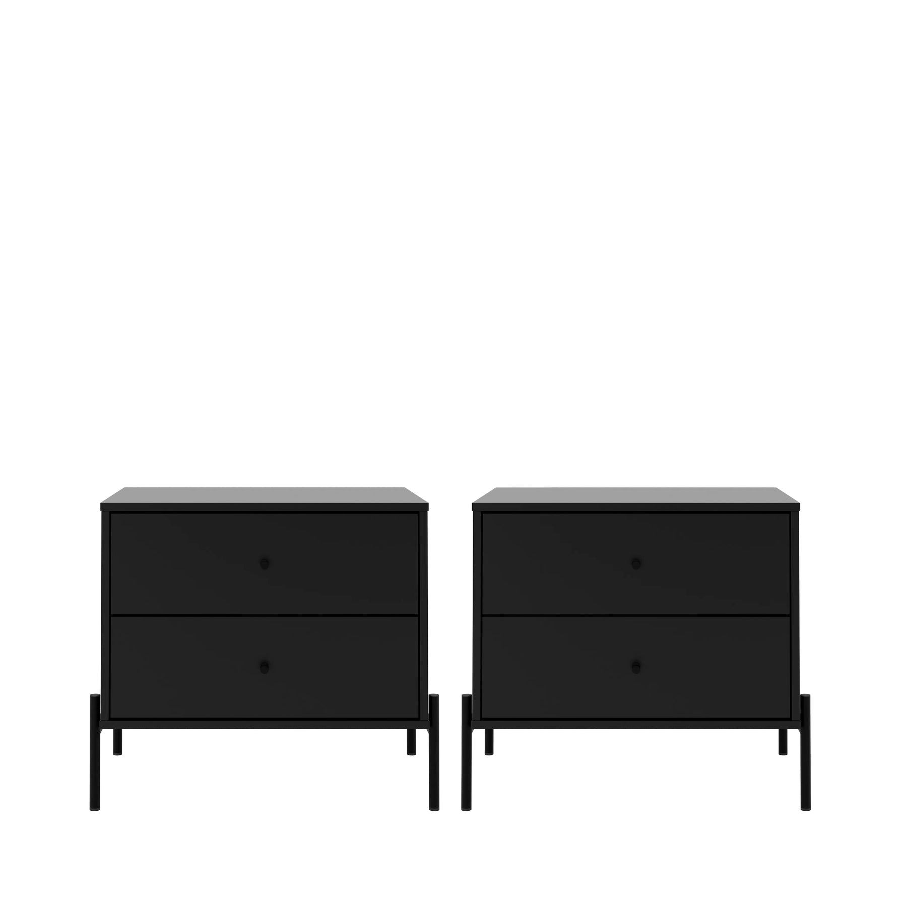 Conjunto 2 Mesas de Cabeceira 2 Gavetas Jasper 64 cm - Preto Fosco