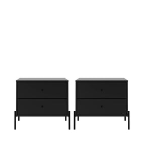 Conjunto 2 Mesas de Cabeceira 2 Gavetas Jasper 64 cm - Preto Fosco