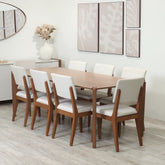 Conjunto de Jantar Mesa Retangular Harmony 6 Cadeiras Ella - Natural c/ Off White