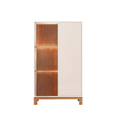 Cristaleira 2 Portas com Vidro e LED Capri 90 cm - Off White c/ Natural