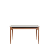 Mesa de Jantar Retangular c/ Vidro para 4 Lugares Addar 135 cm - Natural c/ Off White