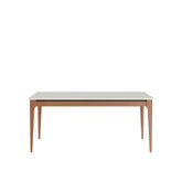 Mesa de Jantar Retangular c/ Vidro para 6 Lugares Addar 160 cm - Natural c/ Off White