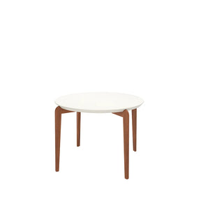 Mesa de Jantar Redonda c/ Vidro para 4 Lugares Donatella 115 cm - Off White Fosco c/ Natural