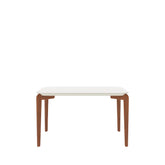 Mesa de Jantar Retangular c/ Vidro para 4 Lugares Donatella 135 cm - Off White Fosco c/ Natural