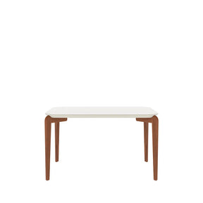 Mesa de Jantar Retangular c/ Vidro para 4 Lugares Donatella 135 cm - Off White Fosco c/ Natural