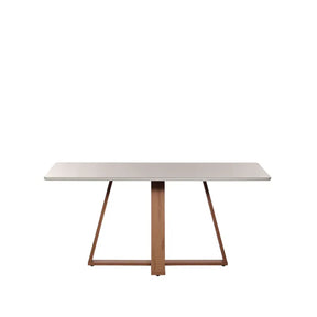 Mesa de Jantar Retangular c/ Vidro para 6 Lugares Avena 160 cm - Canella c/ Off White Fosco