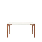 Mesa de Jantar Retangular c/ Vidro para 6 Lugares Donatella 160 cm - Off White Fosco c/ Natural
