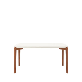 Mesa de Jantar Retangular c/ Vidro para 6 Lugares Donatella 160 cm - Off White Fosco c/ Natural