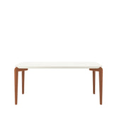 Mesa de Jantar Retangular c/ Vidro para 6 Lugares Donatella 180 cm - Off White Fosco c/ Natural
