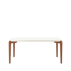 Mesa de Jantar Retangular c/ Vidro para 6 Lugares Donatella 180 cm - Off White Fosco c/ Natural
