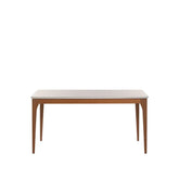 Mesa de Jantar Retangular c/ Vidro para 6 Lugares Ella 160 cm - Natural c/ Off White Fosco