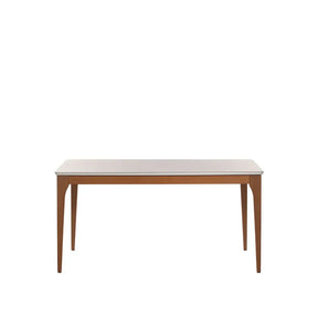 Mesa de Jantar Retangular c/ Vidro para 6 Lugares Ella 160 cm - Natural c/ Off White Fosco