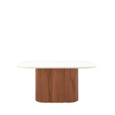 Mesa de Jantar Retangular c/ Vidro para 6 Lugares Kalina 160 cm - Off White Fosco c/ Canella