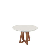 Mesa de Jantar Redonda c/ Vidro para 4 Lugares Bennett 115 cm - Natural c/ Off White