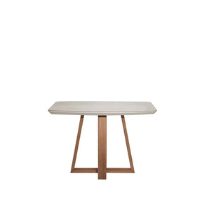 Mesa de Jantar Retangular c/ Vidro para 4 Lugares Bennett 115 cm - Natural c/ Off White