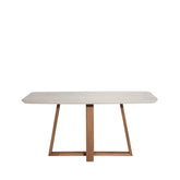 Mesa de Jantar Retangular c/ Vidro para 6 Lugares Bennett 160 cm - Natural c/ Off White