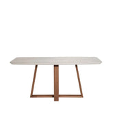 Mesa de Jantar Retangular c/ Vidro para 6 Lugares Bennett 180 cm - Natural c/ Off White