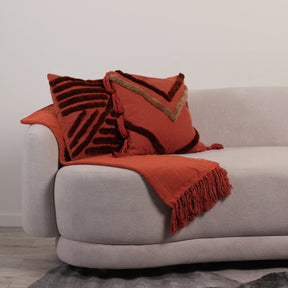 Kit com 2 Capas de Almofadas 1 Manta Líria - Terracota c/ Caramelo