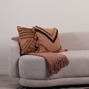 Kit com 2 Capas de Almofadas 1 Manta Líria - Caramelo c/ Marrom