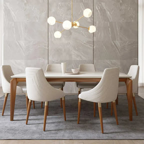 Mesa de Jantar Retangular c/ Vidro para 6 Lugares New Lauren 180 cm - Natural c/ Off White Fosco