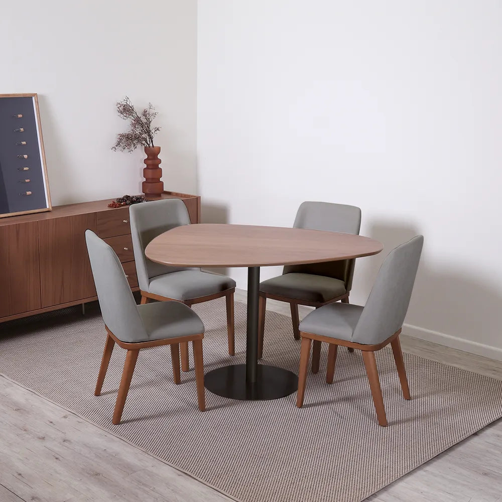 Mesa de Jantar Orgânica para 4 Lugares Kalyx 122 cm - Preto c/ Canella