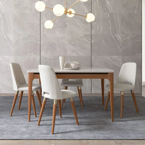 Mesa de Jantar Retangular c/ Vidro para 4 Lugares Addar 135 cm - Natural c/ Off White