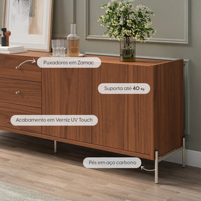 Buffet 3 Portas 3 Gavetas Jasper 184 cm - Canella c/ Champanhe