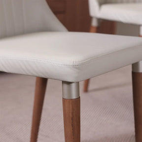 Conjunto de Jantar Mesa Orgânica Kalyx 4 Cadeiras Lara - Champanhe c/ Canella - PU Off White