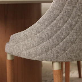 Conjunto de Jantar Mesa Retangular com Vidro Kalina 6 Cadeiras Evelyn - Canella c/ Cinza