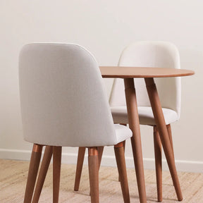 Conjunto de Jantar Mesa Redonda Ollie 2 Cadeiras New Drop - Natural c/ Off White