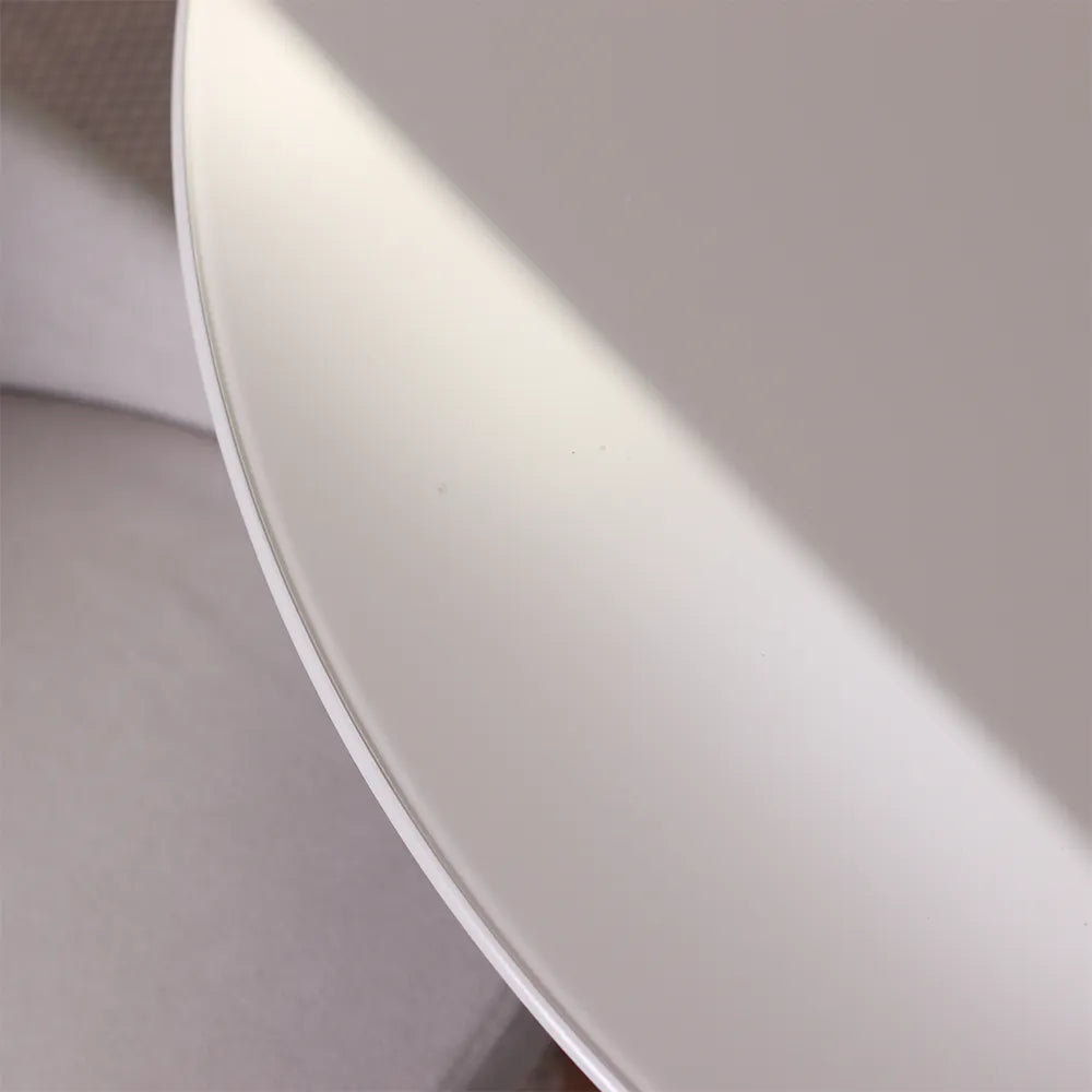 Mesa de Jantar Redonda com Vidro para 4 Lugares Cloe 108 cm - Champanhe c/ Off White Fosco