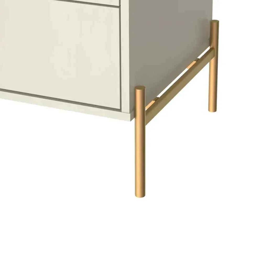 Buffet 3 Portas 3 Gavetas Jasper 184 cm - Off White c/ Dourado