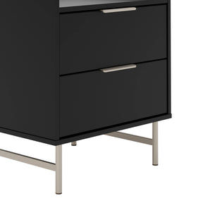 Conjunto 2 Mesas de Cabeceira 2 Gavetas com LED Yves 53 cm - Preto Fosco c/ Champanhe
