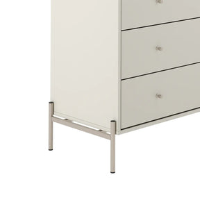 Conjunto 2 Mesas de Cabeceira e Cômoda 3 Gavetas Jasper - Off White Fosco c/ Champanhe