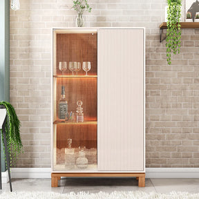 Cristaleira 2 Portas com Vidro e LED Capri 90 cm - Off White c/ Natural