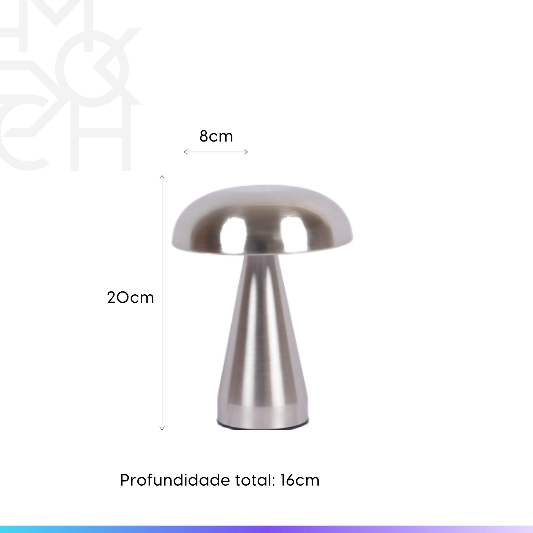 Luminária de Mesa Sem Fio Mushie 20 cm - Prata