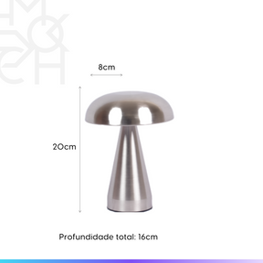 Luminária de Mesa Sem Fio Mushie 20 cm - Prata