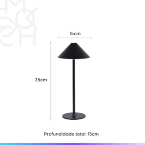 Luminária de Mesa Sem Fio Jay 35 cm - Preto