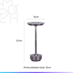 Luminária de Mesa Sem Fio Mark 28 cm - Cinza