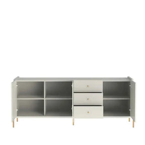 Buffet 3 Portas 3 Gavetas Jasper 184 cm - Off White c/ Dourado