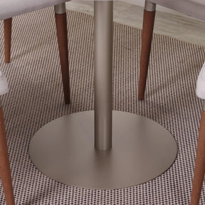 Conjunto de Jantar Mesa Redonda com Vidro Cloe 4 Cadeiras Lara - Champanhe c/ Off White