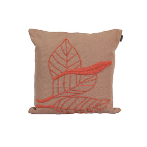 Kit com 3 Capas de Almofadas Folhas - Off White c/ Terracota