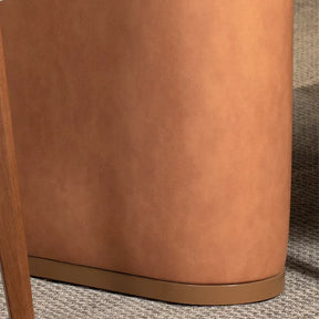 Mesa de Jantar Retangular c/ Vidro para 6 Lugares Lintz 184 cm - Off White Fosco c/ Canella - PU Caramelo