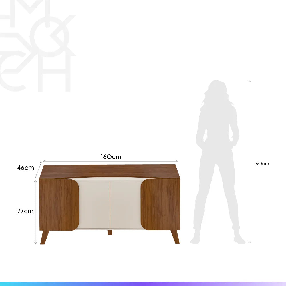 Buffet 4 Portas Nápoles 160 cm - Natural c/ Off White