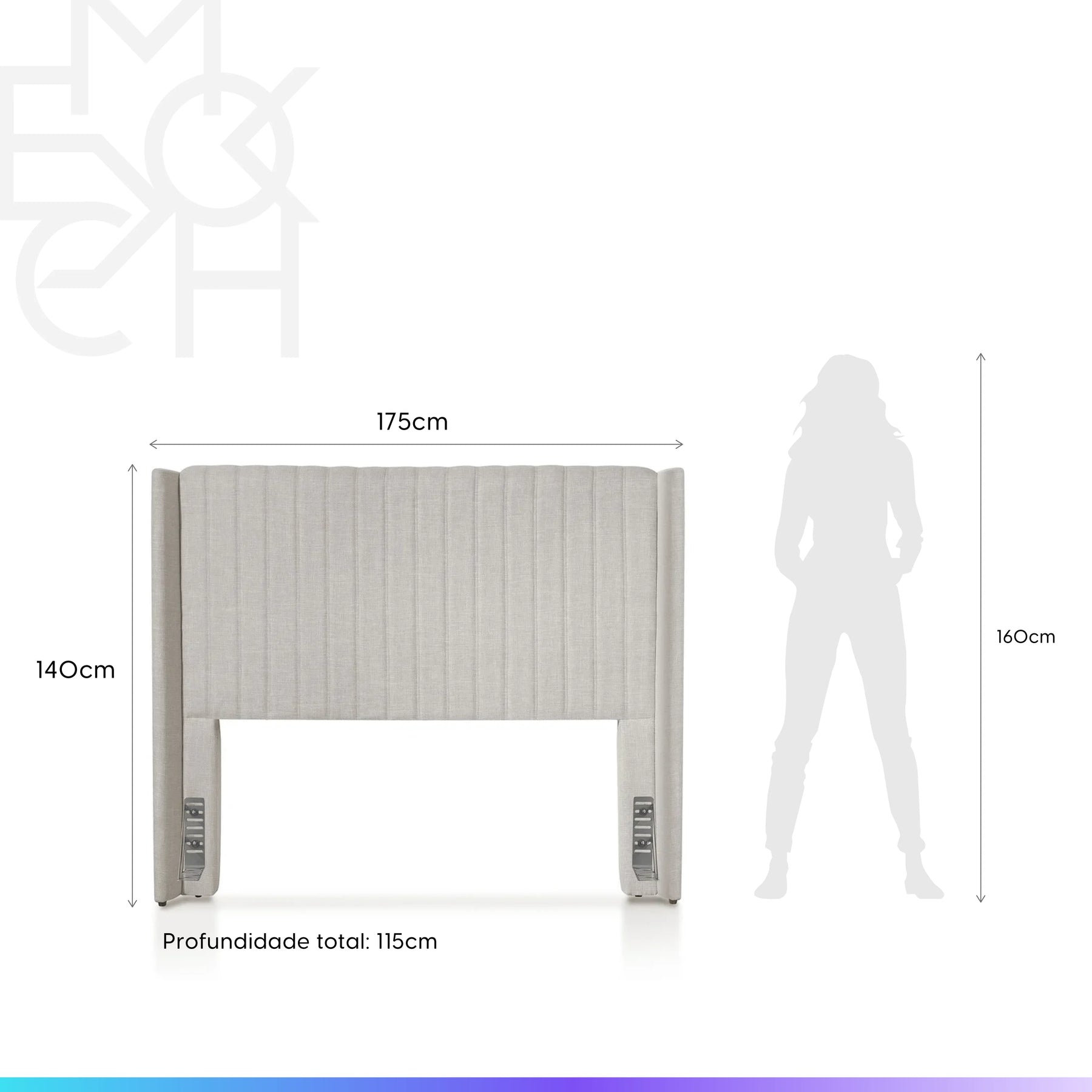 Conjunto 2 Mesas de Cabeceira Yves e Cabeceira Queen Reid - Off White c/ Dourado - Linho Mescla Taupe