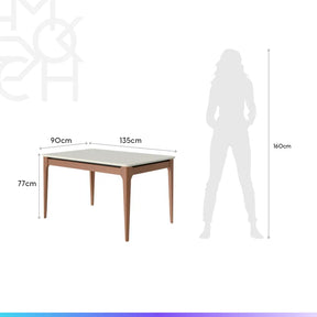 Mesa de Jantar Retangular c/ Vidro para 4 Lugares Addar 135 cm - Natural c/ Off White