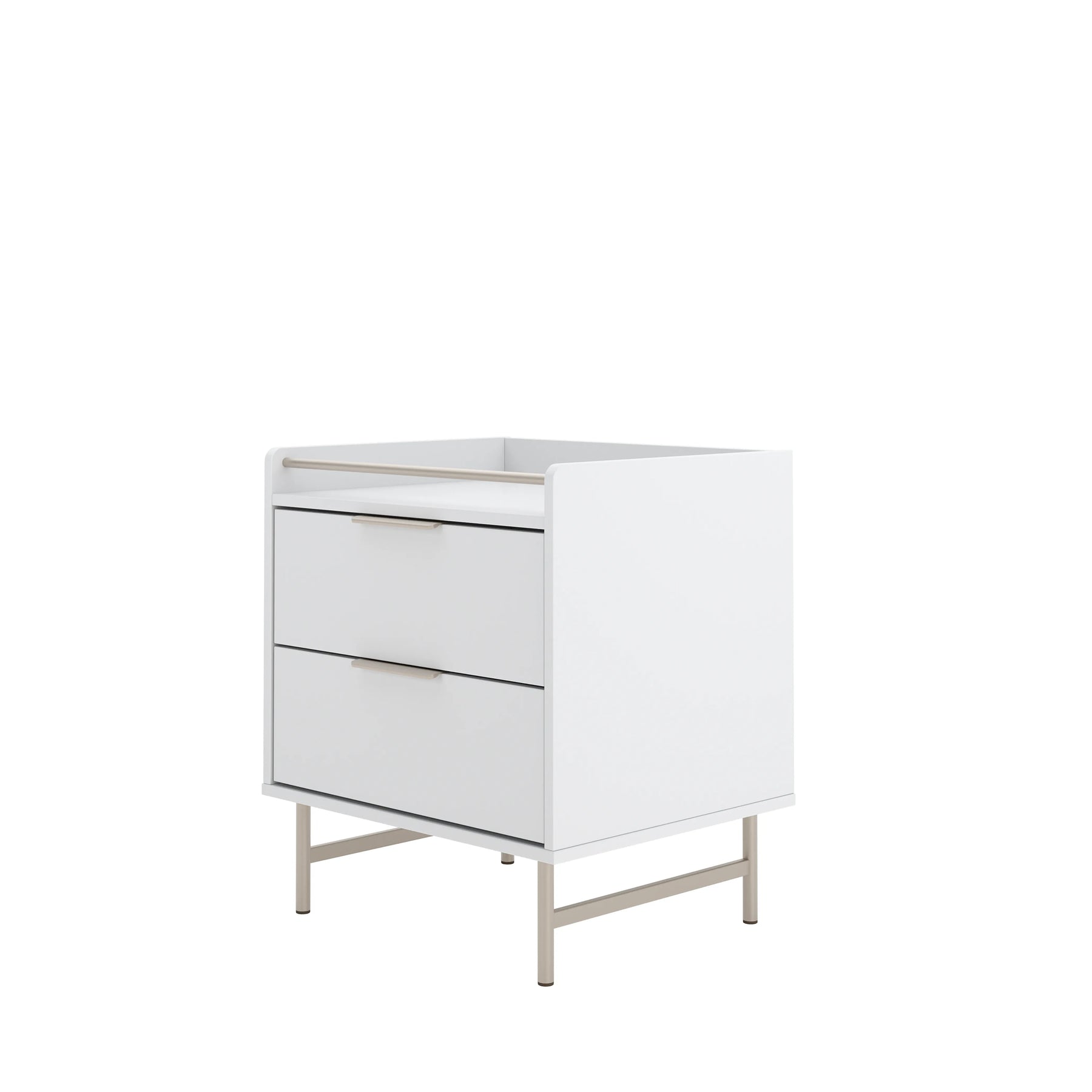 Conjunto 2 Mesas de Cabeceira 2 Gavetas com LED Yves 53 cm - Branco Fosco c/ Champanhe