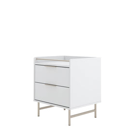 Conjunto 2 Mesas de Cabeceira 2 Gavetas com LED Yves 53 cm - Branco Fosco c/ Champanhe